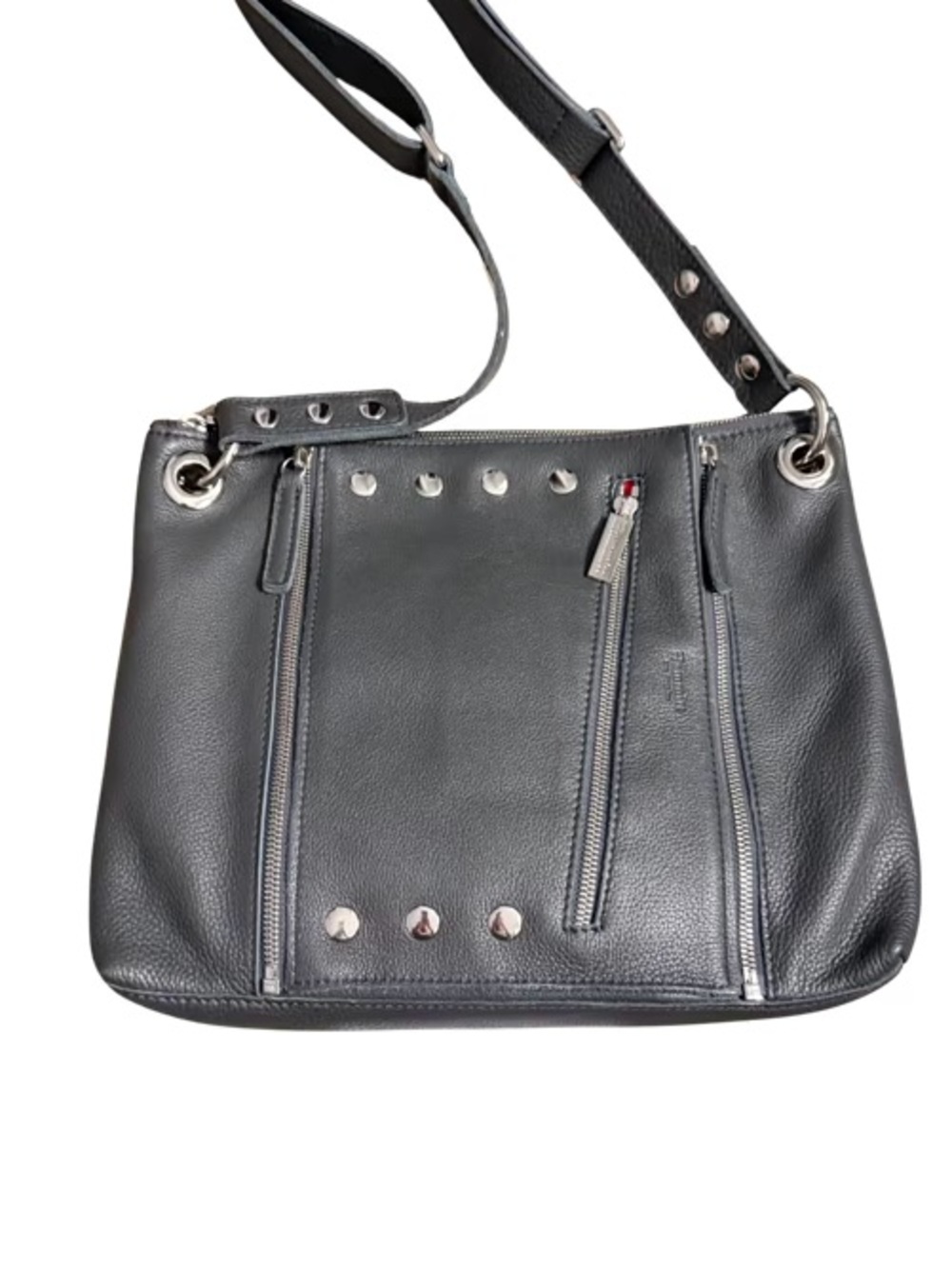 Hammitt Black Leather Crossbody with Silver Stud Accents